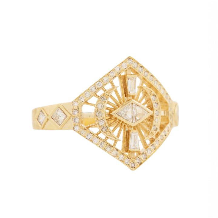 Diamond Dream Maker Marquise and Crescent Moons Ring