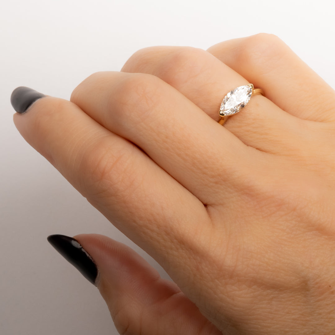 East West Marquise Lab Created Diamond Solitaire Ring