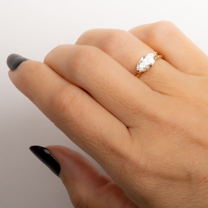 East West Marquise Lab Created Diamond Solitaire Ring