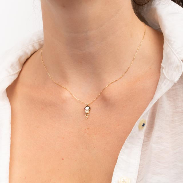 Watermelon Tourmaline Jellyfish Necklace