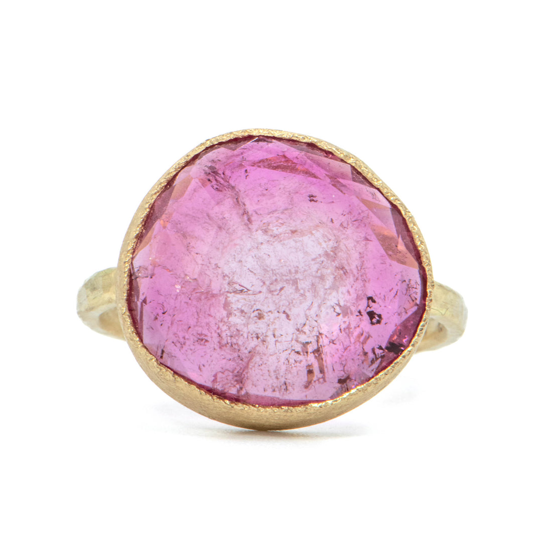 Asymmetrical Rose Cut Pink Tourmaline Ring