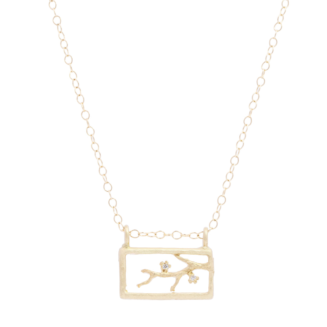 Open Cherry Blossom Branch Necklace