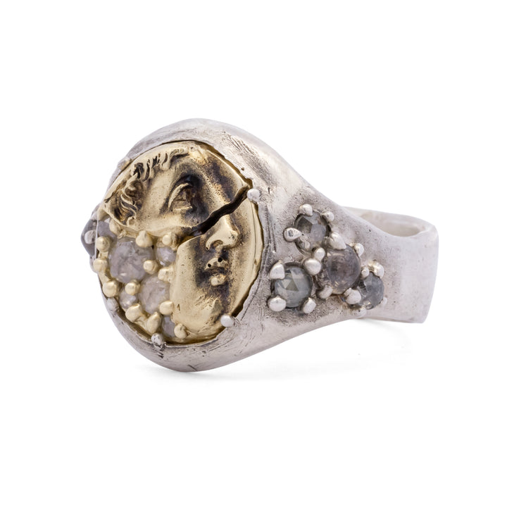 Fragmented Theseus Diamond Signet Ring