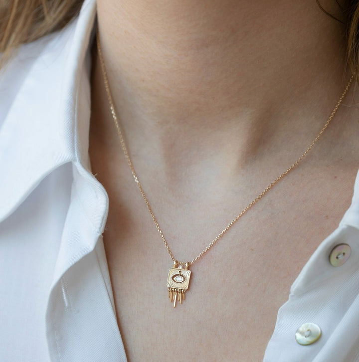 Marquise Diamond Eye Sunbeam Plate Necklace