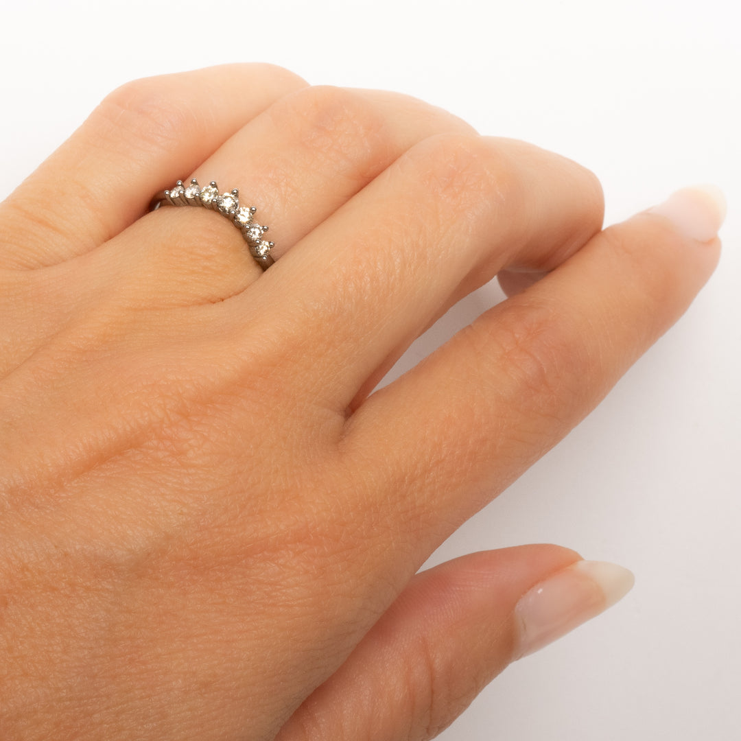 Seven Pear Shaped Prong Set Diamond Ring