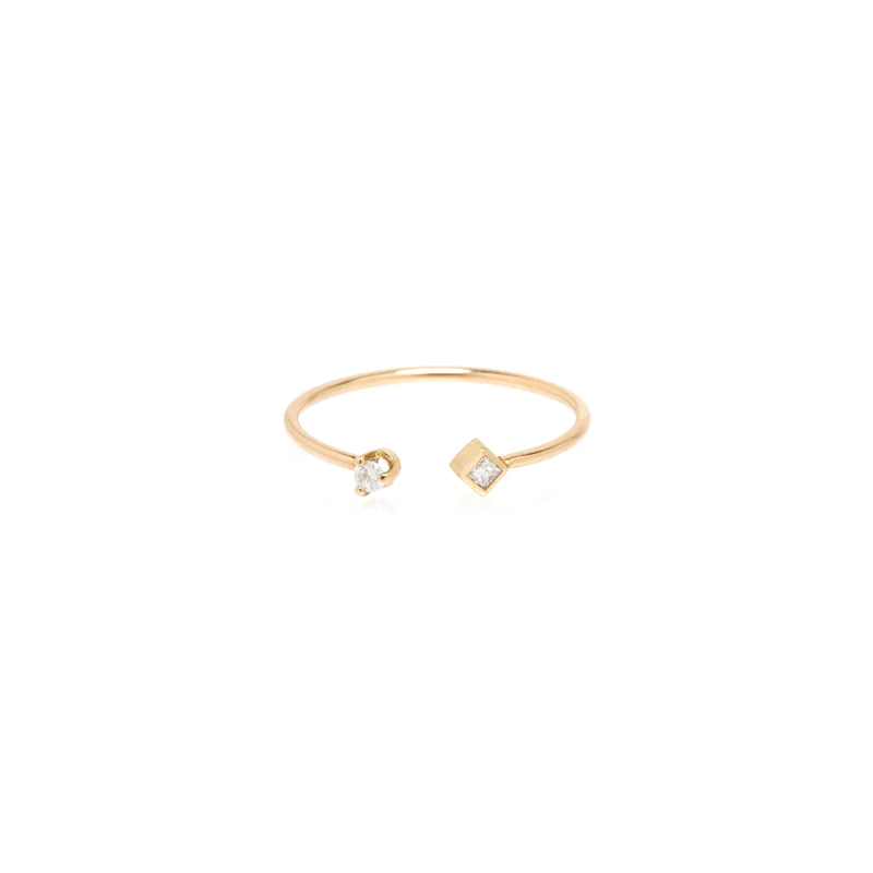 Yellow Gold Princess Diamond Open Ring