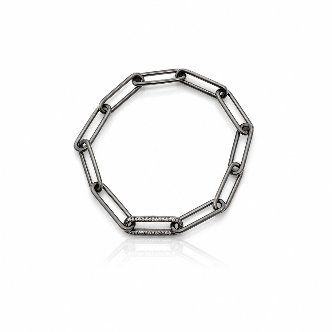 Pavé Diamond Link Paperclip Chain Bracelet