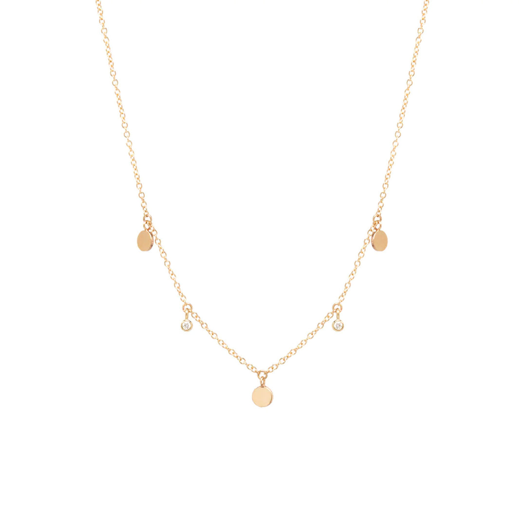 3 Itty Bitty Dangling Disc With Diamond Necklace