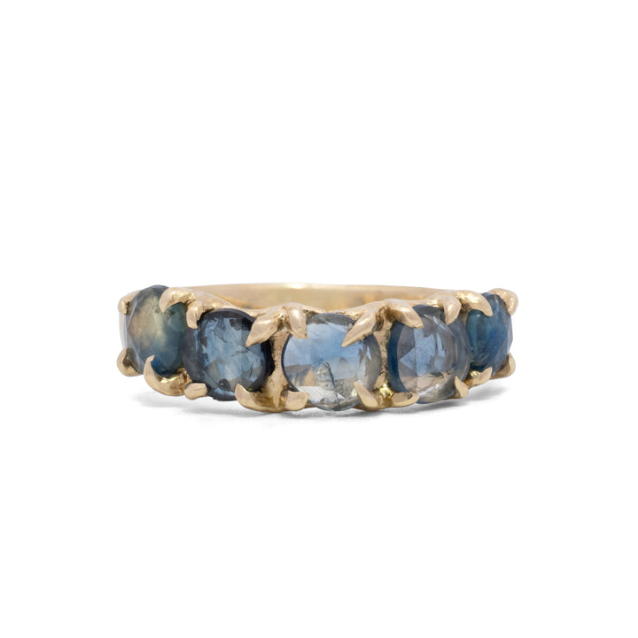 Prong Set Five Blue Sapphire Ring