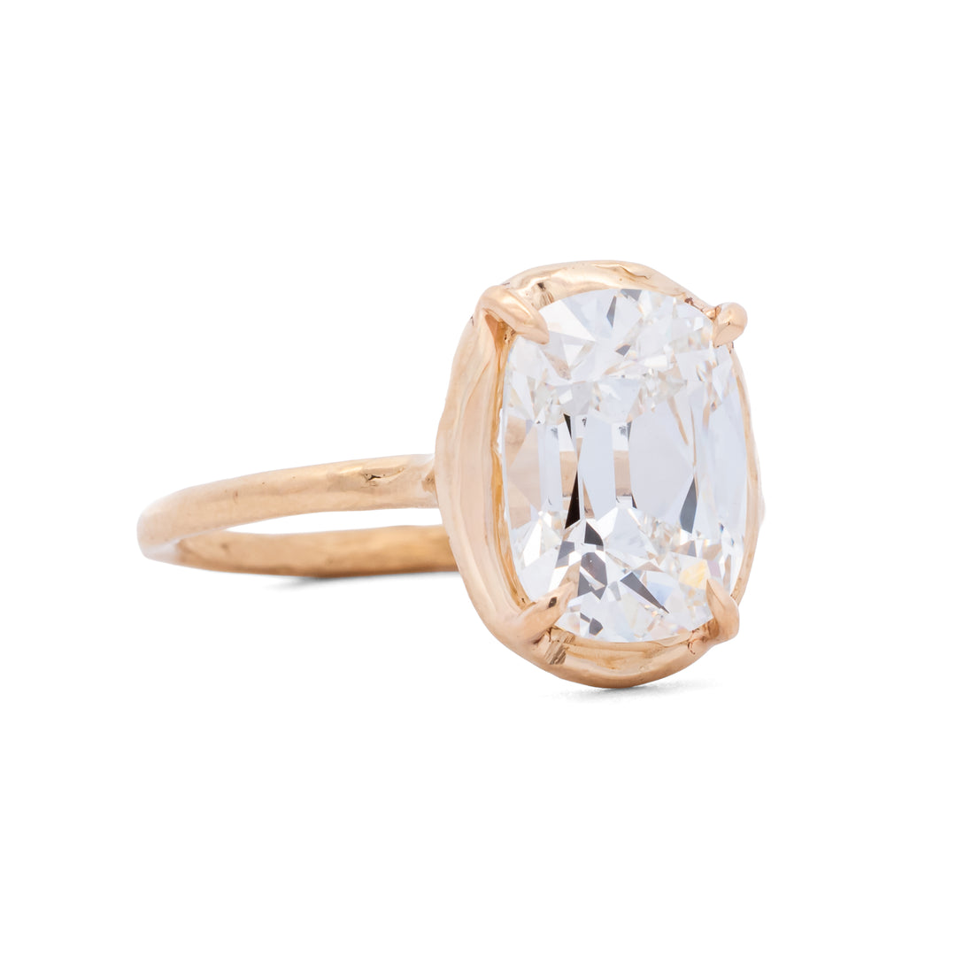 3.01 ct Old Mine Cushion Cut Lab Grown Certified Diamond Ring