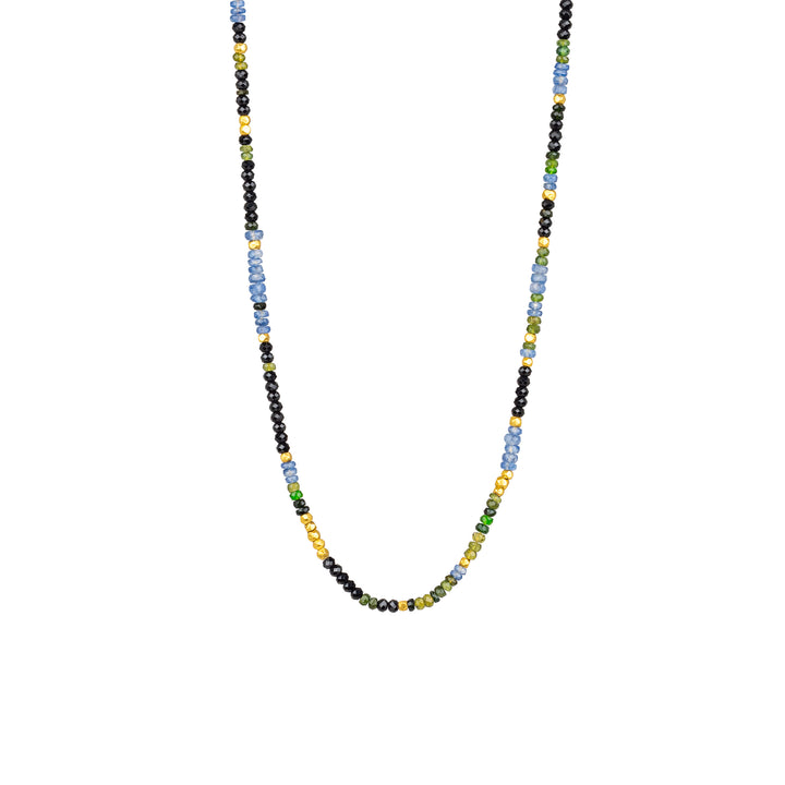 Kyanite, Black Spinel, Emerald & Green Garnet Necklace
