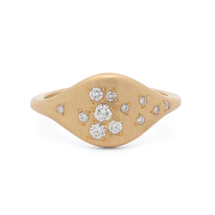 Diamond Cluster Signet Ring
