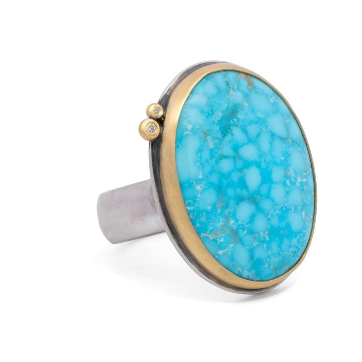 Kingman Turquoise and Diamond Ring