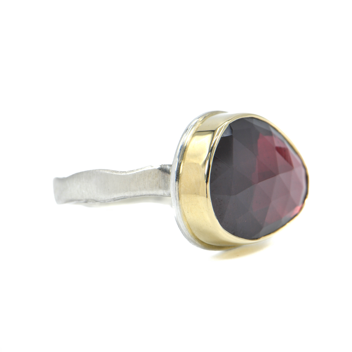 Faceted Rhodolite Garnet Ring