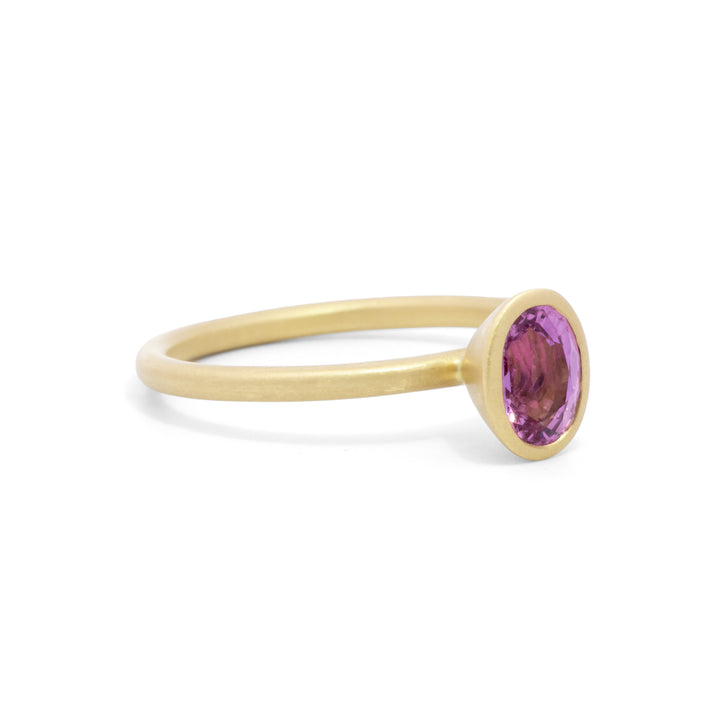 Pink Sapphire Oval Bezel Set Ring