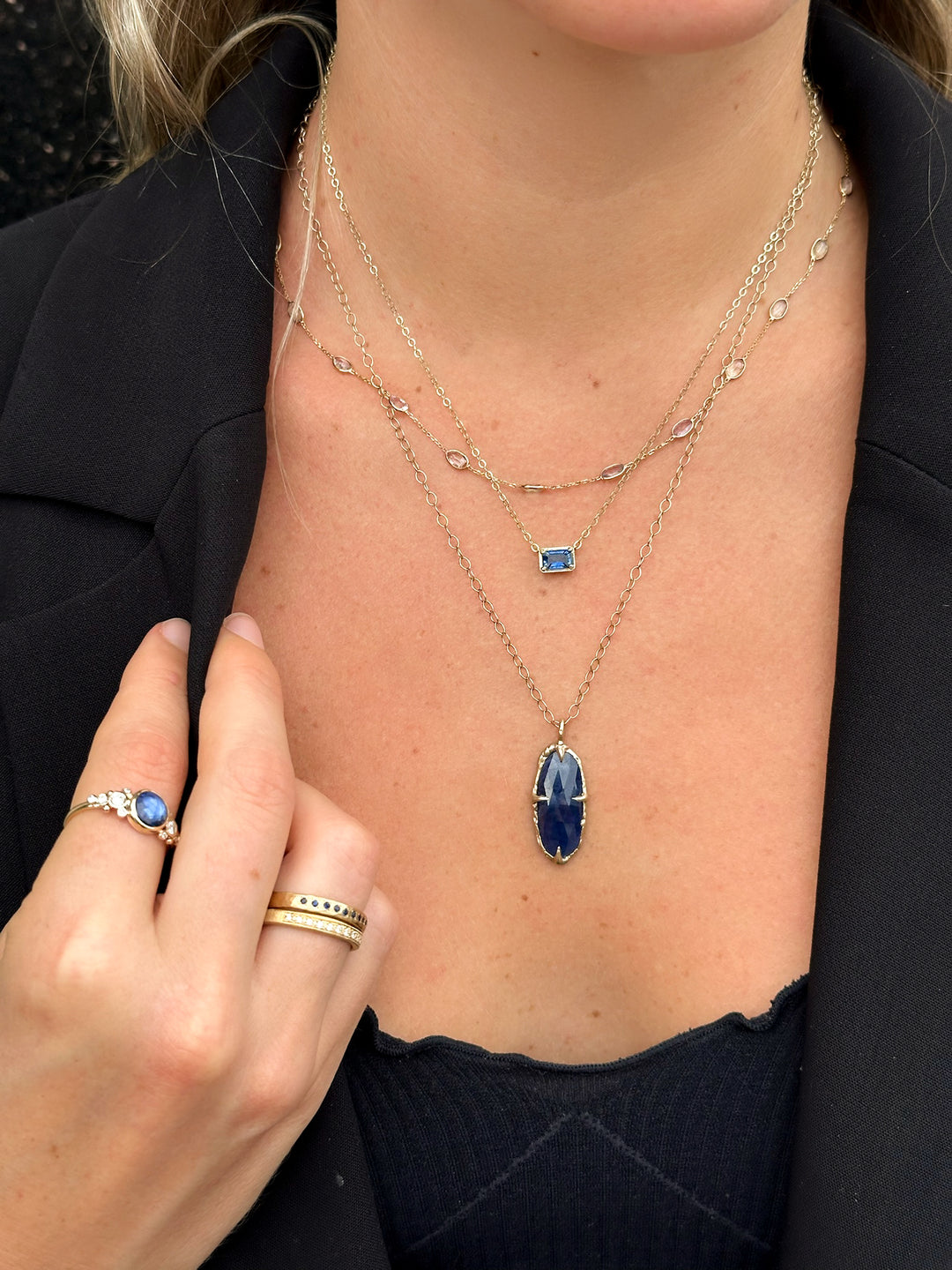 Blue Sapphire and Diamond Ring