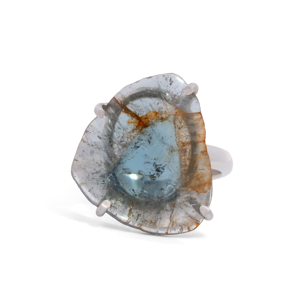 Prong Set Blue/Yellow Watermelon Tourmaline Ring