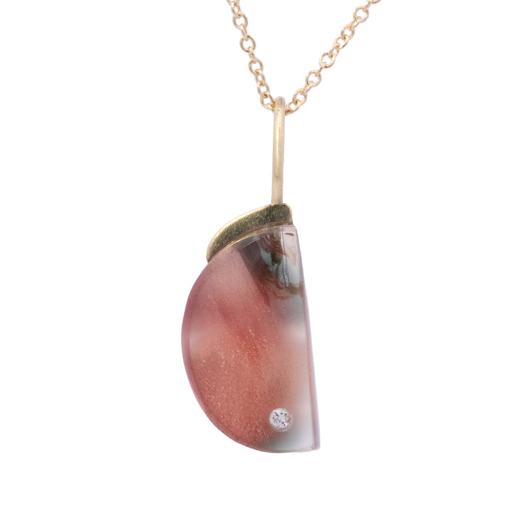 Sunstone with Inset Diamond Moon Charm