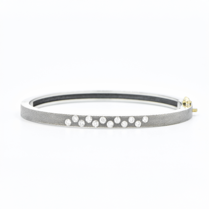 4mm Laura Diamond Silver Bangle Bracelet