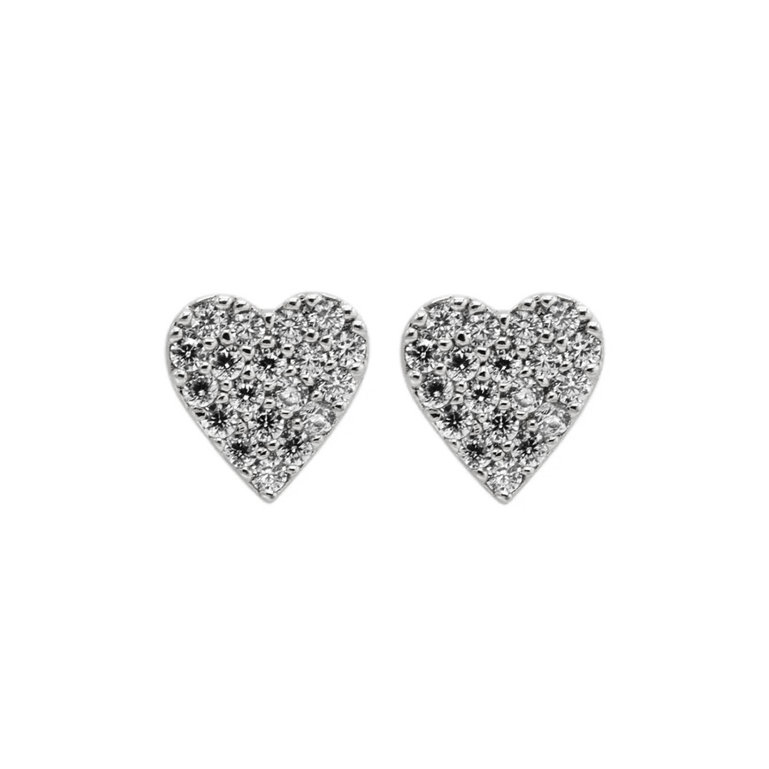 Mini Cubic Zirconia Heart Post Earrings