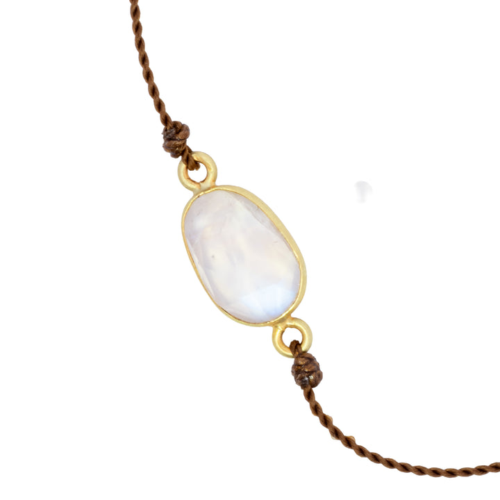 Bezel Set Rainbow Moonstone Bracelet