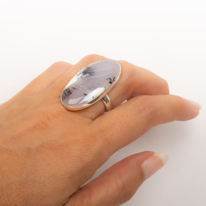 Oval Dendritic Agate Ring