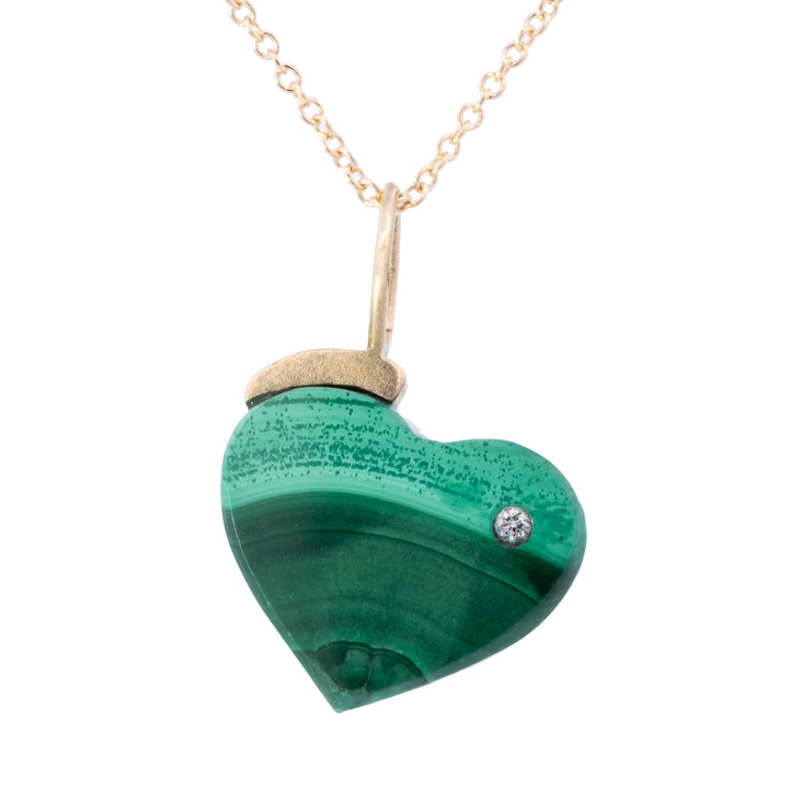 Malachite with Diamond Mini Heart Charm