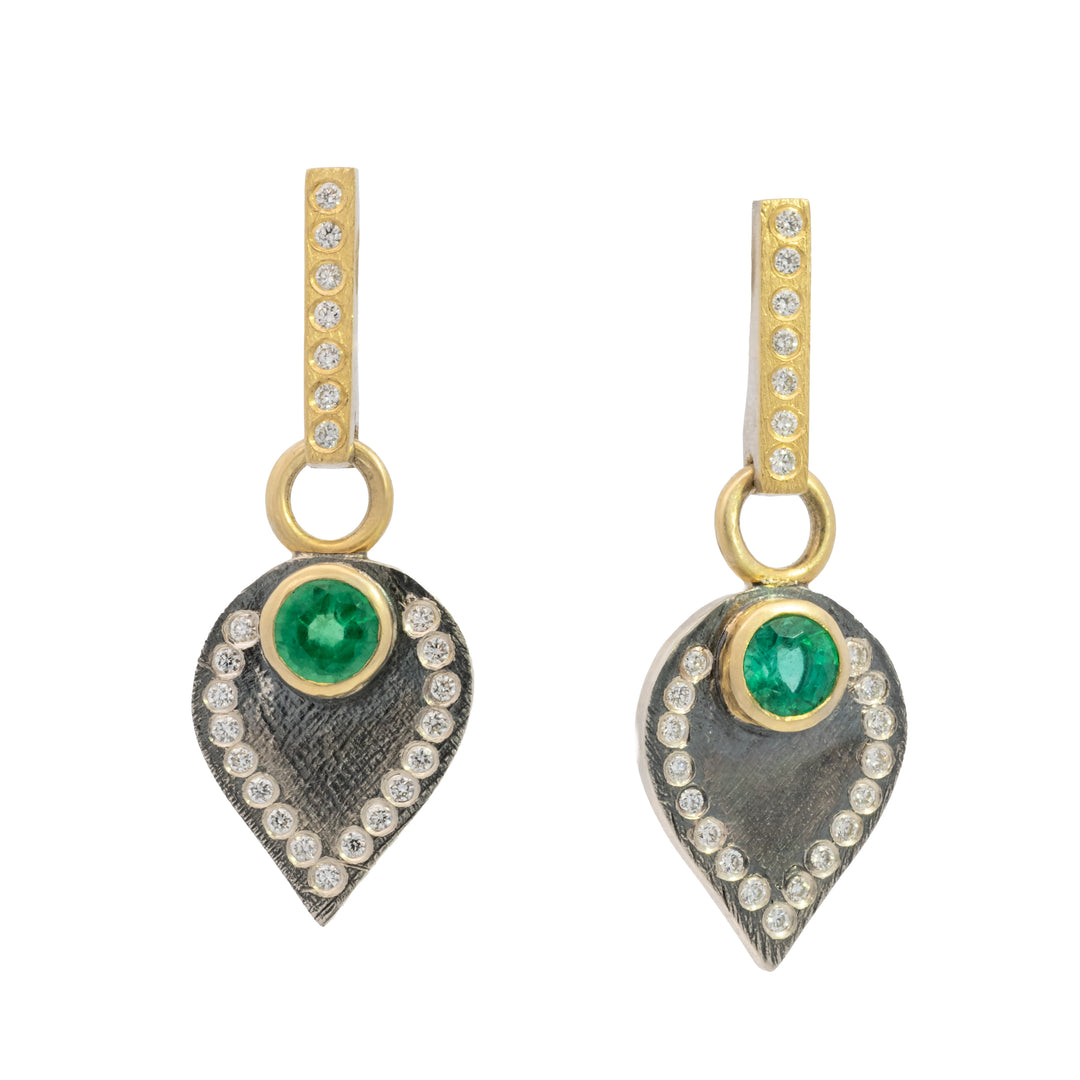 Trunk Show Cleo-Porto Medium Emerald and Diamond Drop Earrings