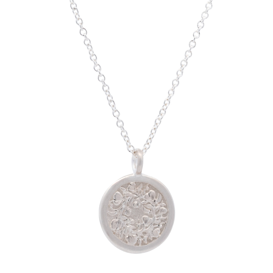 Sweet Pea Round Pendant Necklace