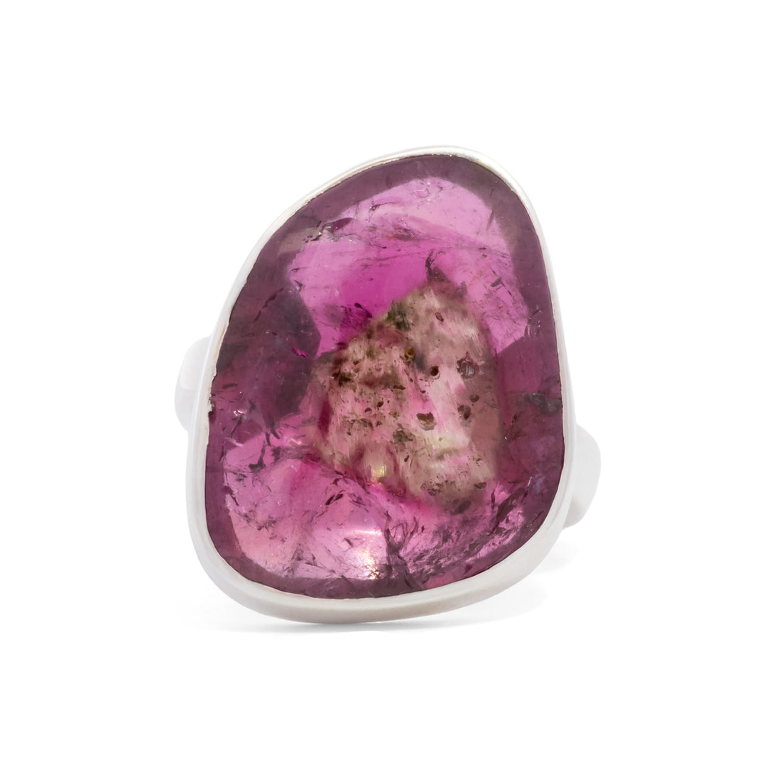 Asymmetrical Watermelon Tourmaline Ring