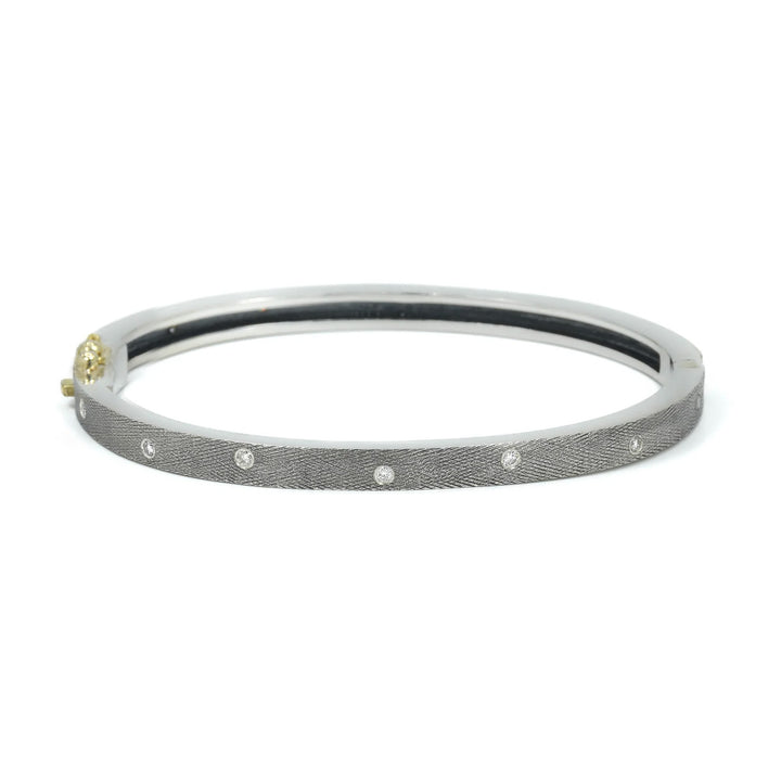 4mm Orly Sterling Silver Diamond Bangle Bracelet