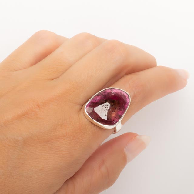 Asymmetrical Watermelon Tourmaline Ring