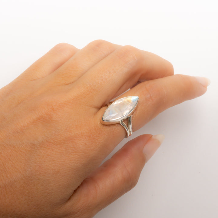 Marquise Rainbow Moonstone Ring