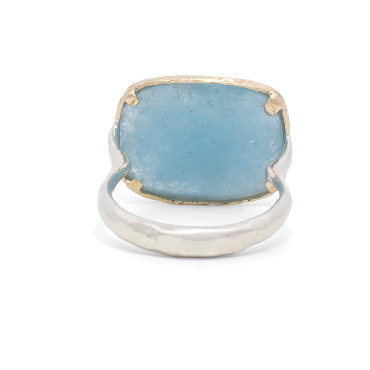 Faceted Rectangular Aquamarine Ring