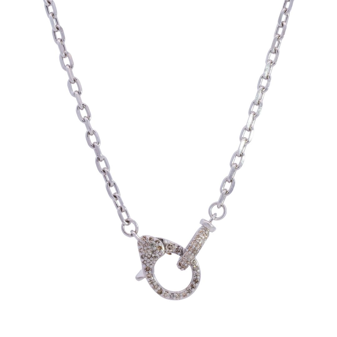 Rectangular Cable Link Pavé Diamond Clasp Necklace
