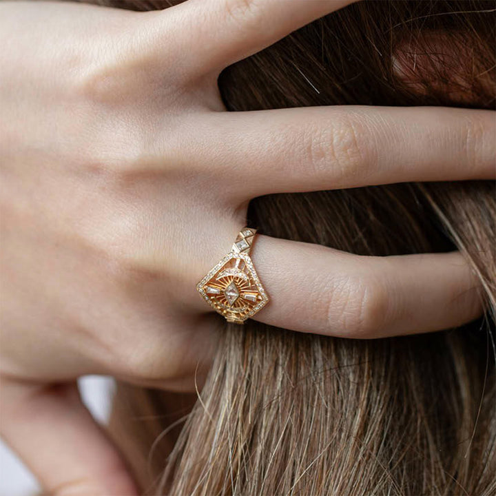 Diamond Dream Maker Marquise and Crescent Moons Ring