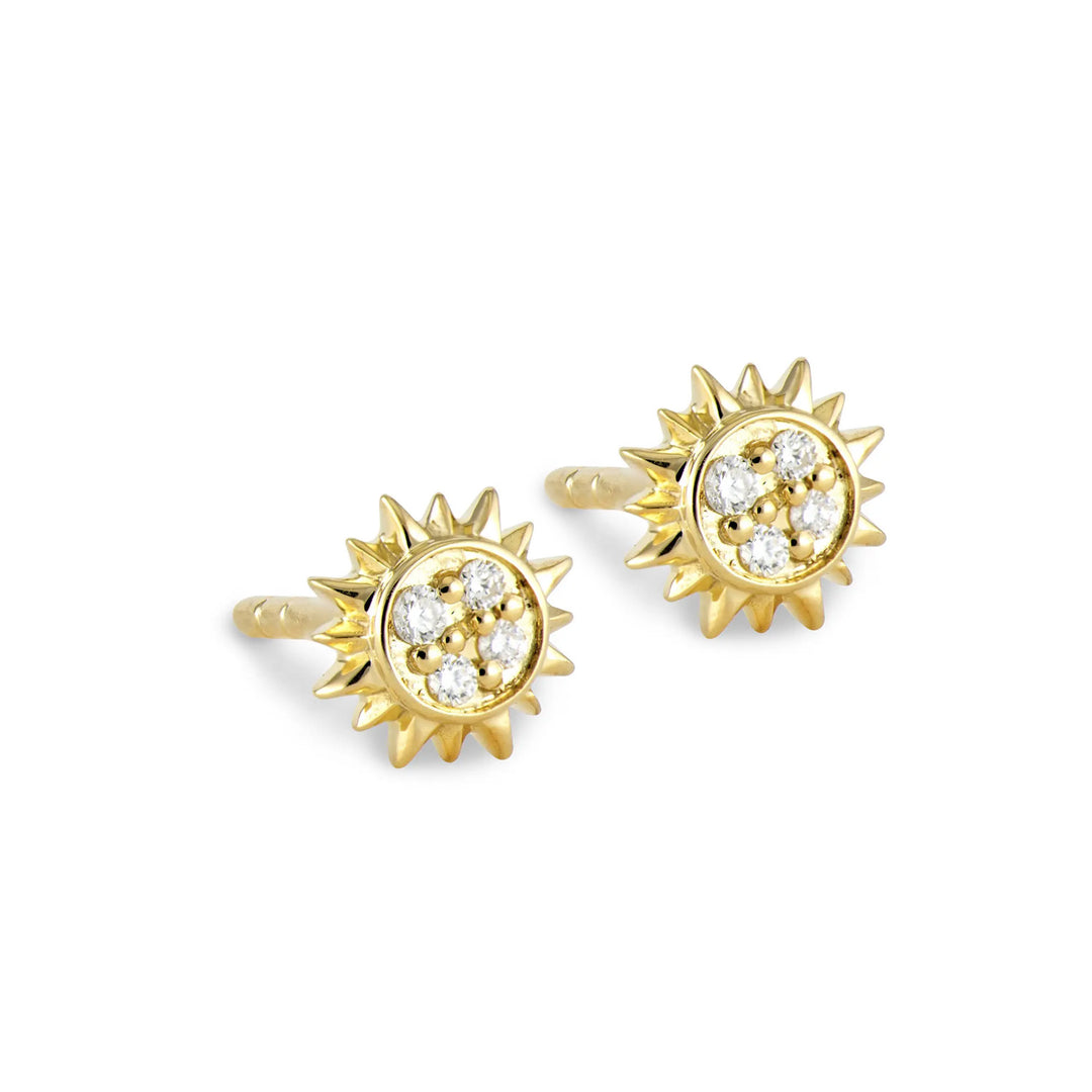 Pave Diamond Sun Post Earrings