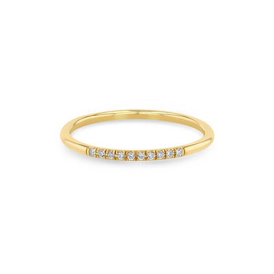 10 Pave Diamond Yellow Gold Band Ring