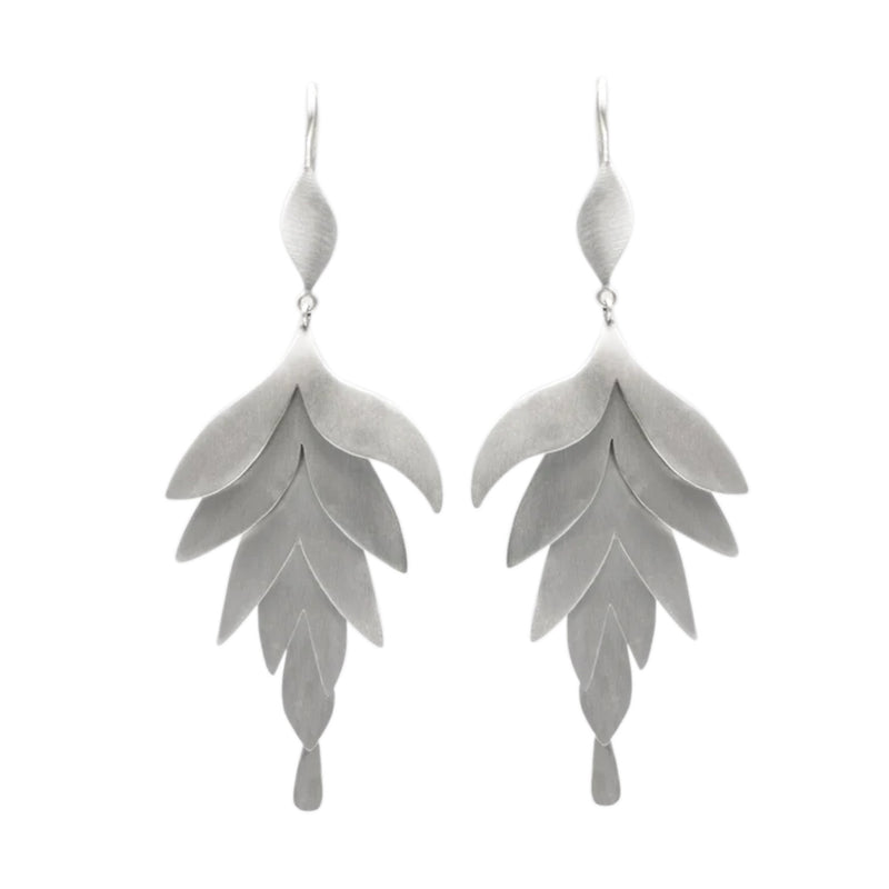 Large Silver Petal Cascade Earrings