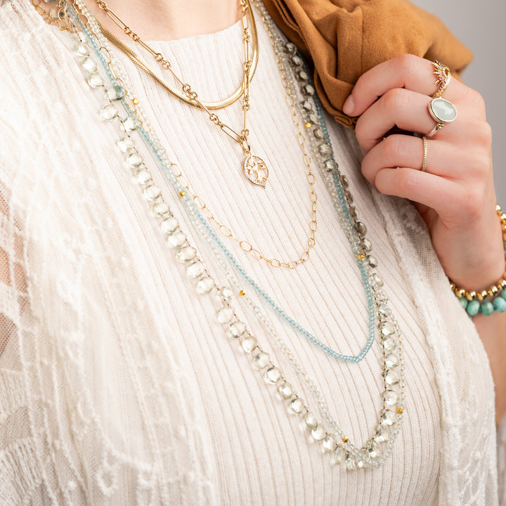 Green Amethyst Petal Knotted Necklace