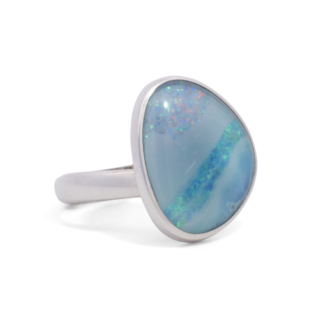 Asymmetrical Opal Triplet Ring