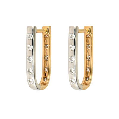 Single White and Yellow Double Sided Curved Diamond Hoops