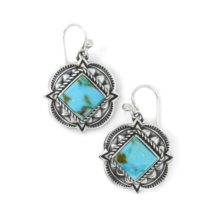 Square Kingman Turquoise Drop Earrings