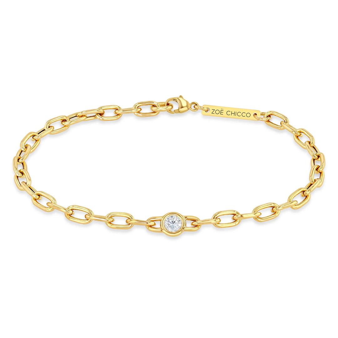 Floating Diamond Mixed Small Curb Chain And Medium Square Oval Chain Bracelet