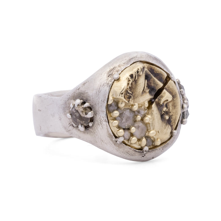 Fragmented Theseus Diamond Signet Ring
