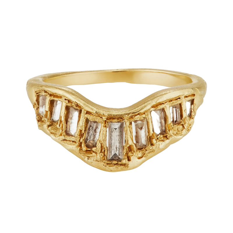 LX Soft White Baguette Diamond V Shape Scatter Ring