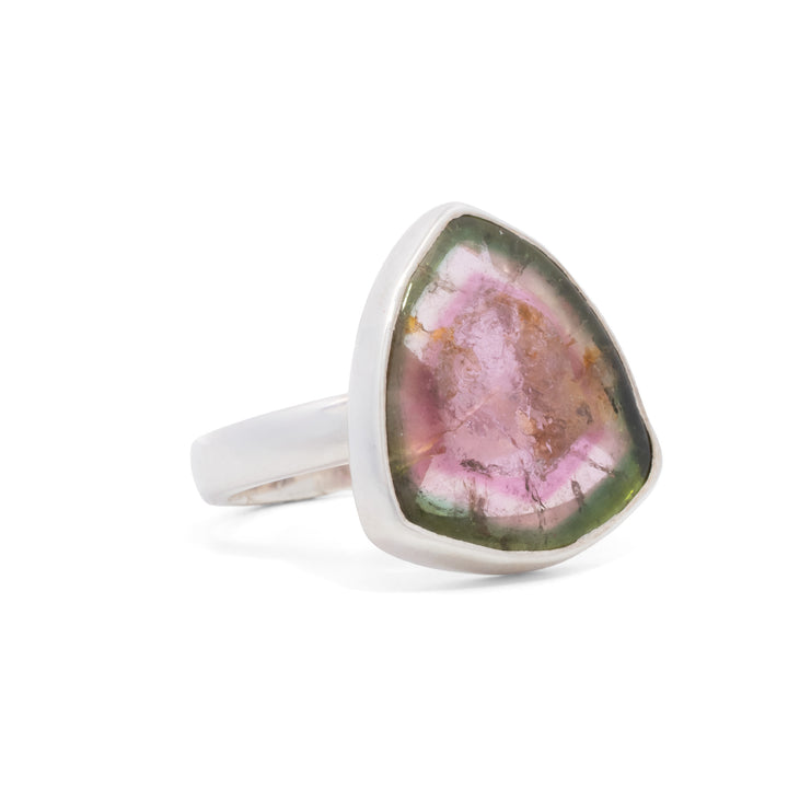 Asymmetrical Watermelon Tourmaline Ring