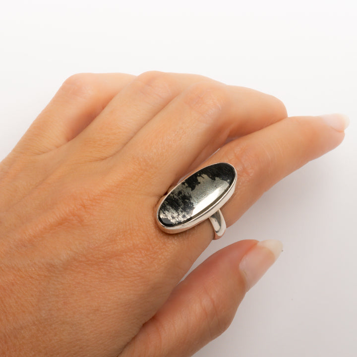 Rectangular Black Pyrite Ring