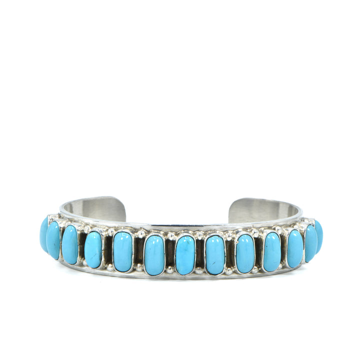Michael Calliditto 13 Bezel Set Turquoise Cuff Bracelet
