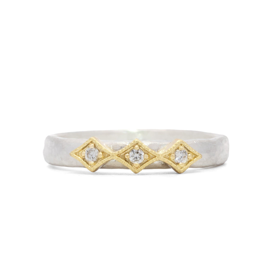 Triple Diamond Shaped Bezel Ring